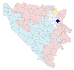 Location of Kalesija within Bosnia and Herzegovina.