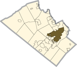 Location of Allentown within Lehigh County, Pennsylvania