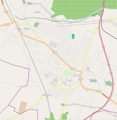 Mapa konturowa Mławy, u góry po lewej znajduje się punkt z opisem „miejsce zdarzenia”