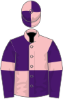 Pink and purple (quartered), purple sleeves, pink armlets