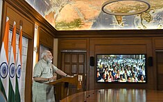 The Prime Minister, Shri Narendra Modi addressing the Centenary Celebrations of Bharat Sevashram Sangha, via video conference, in New Delhi on May 07, 2017.