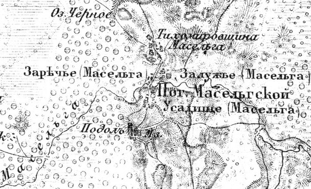 Деревня Тихомировщина на карте Ф. Ф. Шуберта 1872 года