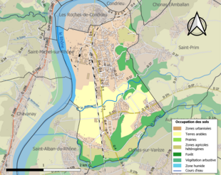 Carte en couleurs présentant l'occupation des sols.