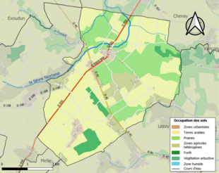 Carte en couleurs présentant l'occupation des sols.