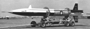 Bell X-9 on its trailer Bell X-9 trailer.jpg