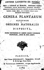 Title page of Jussieu's genera plantarum