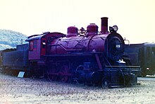 Photograph of Bevier & Southern No 109 (ex IC 560) on display at Steamtown, USA, Bellows Falls, VT, 8/1970