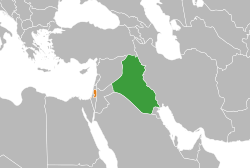 Map indicating locations of Iraq and Palestine