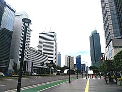 Sidewalk with Tactile paving in Jalan M.H. Thamrin, Jakarta, Indonesia