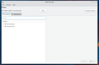 <span class="mw-page-title-main">KWallet</span> Password manager