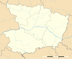 Mapa konturowa Maine i Loary, w centrum znajduje się punkt z opisem „Savennières”