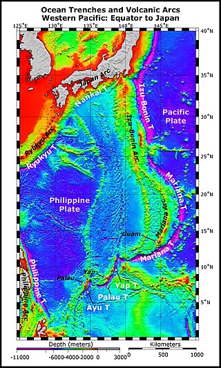 <span class="mw-page-title-main">Izu–Ogasawara Trench</span> An oceanic trench in the western Pacific, consisting of the Izu Trench and the Bonin Trench