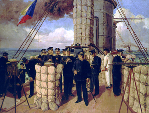 Admiral Togo on the bridge of Mikasa