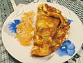 Omelette served with sauerkraut as a side dish (Eastern European style)