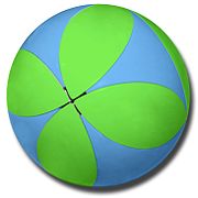 Twistball bicolore bleu-vert.