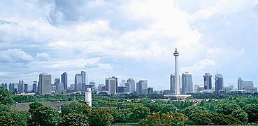 Pemandangan Jakarta dengan Monumen Nasional, Indonesia.