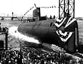 Image 54The launching ceremony of USS Nautilus January 1954. In 1958 it would become the first vessel to reach the North Pole. (from Nuclear power)