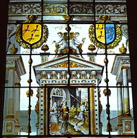 Domestic window by Dirck Crabeth for the house of Adriaen Dircxzoon van Crimpen of Leiden. (1543) The windows show scenes from the lives of the Prophet Samuel and the Apostle Paul. Musée des Arts Décoratifs, Paris.