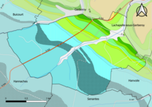 Carte montrant en couleurs le zonage géologique simplifié d'une commune