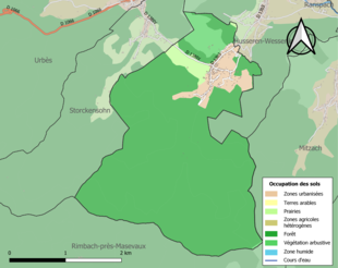 Carte en couleurs présentant l'occupation des sols.