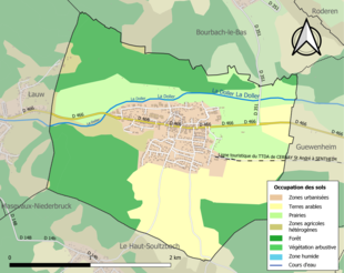 Carte en couleurs présentant l'occupation des sols.