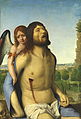 アントネロ・ダ・メッシーナ『天使に支えられる死せるキリスト』(1475-1476年頃)