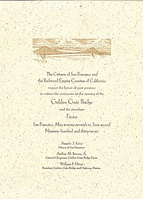 Official invitation to the opening of the bridge. This copy was sent to the City of Seattle.