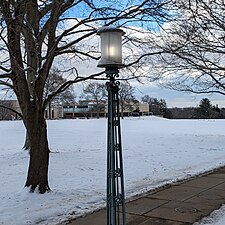 Bronze lantern at Connecticut College.