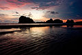 Silhouette of Pak Meng Beach, a part of Hat Chao Mai National Park and most renowned beach of the province