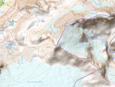 map with Wildstrubel and glacier Wildstrubelgletscher