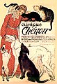 « Clinique Chéron », lithographie et affiche de Théophile Alexandre Steinlen (crayon et pinceau, H 1,97 m, L 1,40 m, mai 1905), représentant, entre autres, un barzoï.