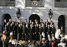 The 2004 Boston Red Sox, seen here at the White House, are one of just two team to force a game seven after being down 3-0, and the only team to win a game 7 after being down 3-0. Boston Red Sox George W. Bush 2005.jpg