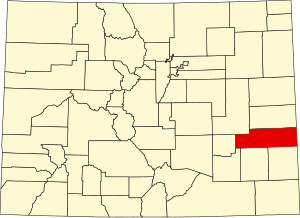 Map of Colorado highlighting Kiowa County