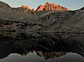 Sunset on Aperture Peak (left) and Mt. Agassiz, from Bishop Lake