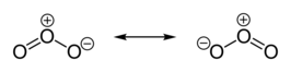 Structuurformule van ozon (als resonantiestructuren)