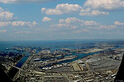 Terminal Island. Former Gerald Desmond Bridge is visible in the right-center background.