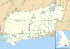 Mapa konturowa West Sussex, u góry znajduje się punkt z opisem „Slinfold”