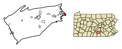 Location of New Cumberland in Cumberland County, Pennsylvania.