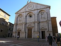 Cathedral at Pienza (c. 1460), with the coat of arms of Pope Pius II