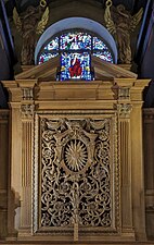 The organ case at Harkness Chapel.