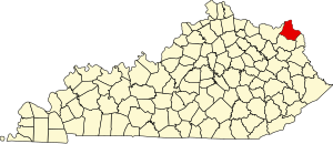 Map of Kentucky highlighting Greenup County