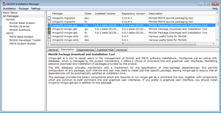 <span class="mw-page-title-main">MinGW</span> Free and open-source software for developing applications in Microsoft Windows