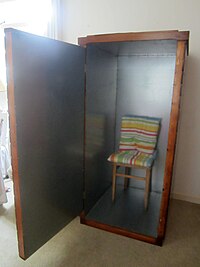 Orgone energy accumulator with the door open.