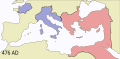 Western Roman Empire (395–476/480 AD) and Byzantine Empire (286/395–1453 AD) in 476 AD.