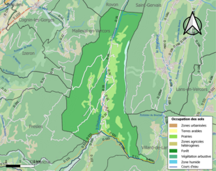 Carte en couleurs présentant l'occupation des sols.