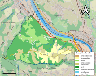 Carte en couleurs présentant l'occupation des sols.