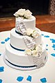 Fondant-covered cake with flowers