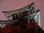 Nighttime view of the roof