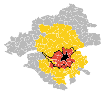 Map of Loire-Atlantique with Nantes and its urban area highlighted