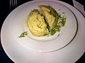 "Fava", a broad bean puree (on top of an olive oil-cooked artichoke)